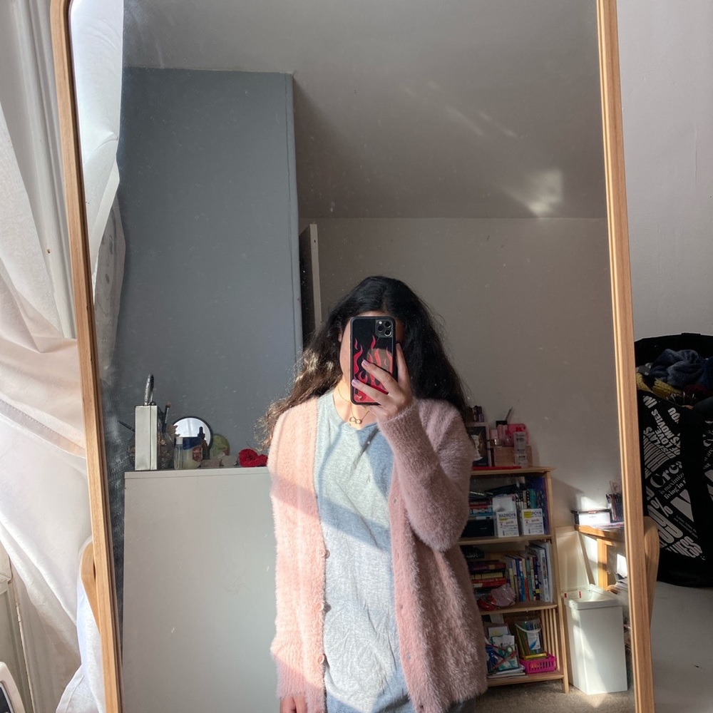 Fuzzy Pink Cardigan